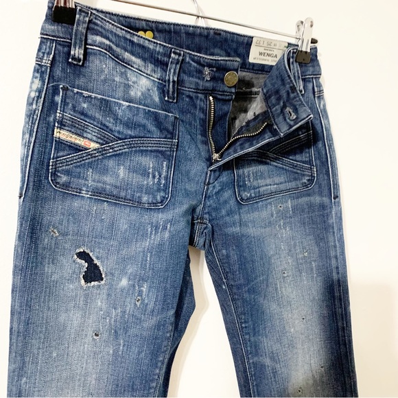 Diesel Wenga Wash 008WW Stretch Distressed Denim Jeans Front Patch Pockets 💙 - Picture 5 of 15